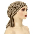 thumbnail image 7 of Dbuoem Women Headscarf Hat Striped Print Lace-up Turban Hat Hair Loss Chemotherapy Headwear Full Coverage Head Wrap, 7 of 7