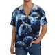 thumbnail image 1 of Balery Blueberry Camisa Casual de Manga Corta con Botones para Hombre, Texturizada, Estilo Cubano, para Playa, Verano-4X-Large, 1 of 5