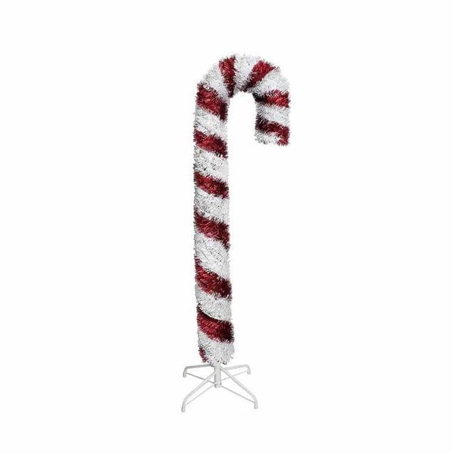 Kurt S. Adler H0673 5 ft. Unlit Red & White Tinsel Candy Cane