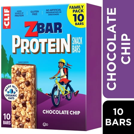 Zbar Protein Chocolate Chip Flavor Crispy Snack Bars, Gluten Free Protein Bars, 10ct