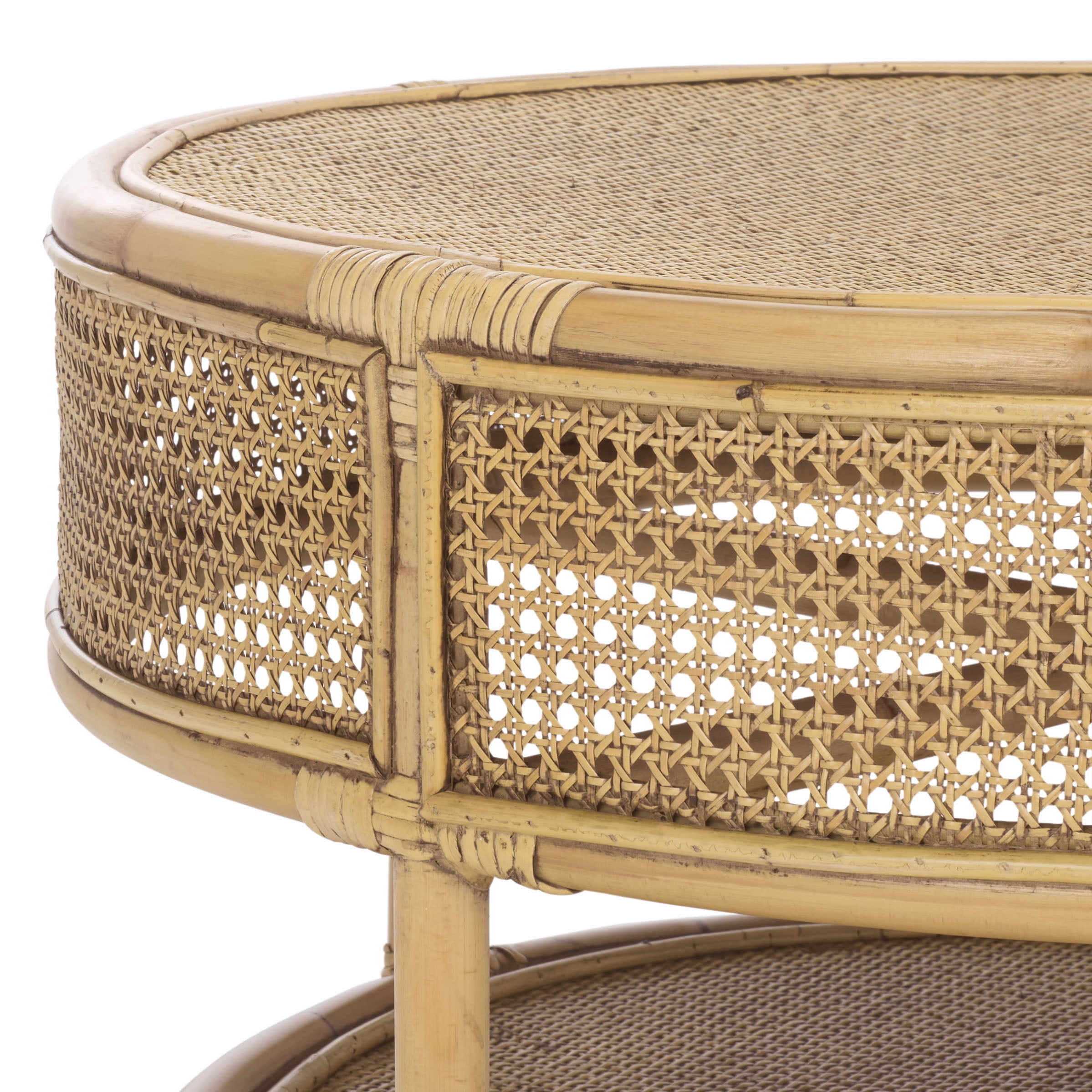 Safavieh Arvid Coastal Round Rattan Coffee Table, Honey Brown Wash