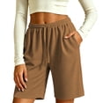 thumbnail image 5 of CQONEPT Women's Oversize Bermuda Shorts Drawstring Casual Loose Elastic Waist Summer Running Athletic Gym Yoga Shorts with Pockets Coffee XXXXXL, 5 of 6