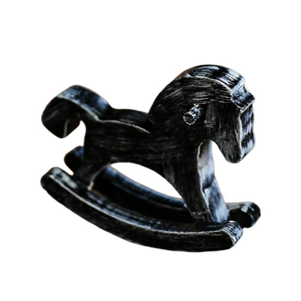 Caballito de madera de madera decorativo, de colección, artesanal, para decoración, pieza de exhibición. Negro