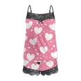 thumbnail image 5 of Fewfanhot Valentine Pajamas Women Lace Trim Cami Top & Shorts Sleepwear Love Heart Graphic Romantic Nightwear, 5 of 5