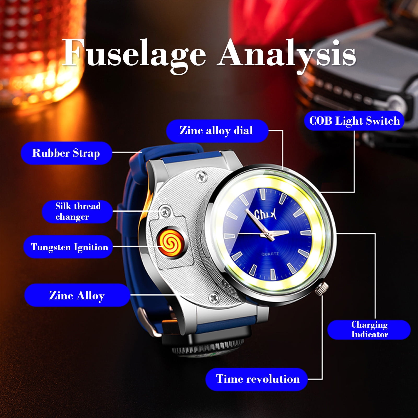 TaTaai 4Pcs Cool Lighters Watch, Unique Lighters, Lighter Wristwatches with Windproof Flameless Cigarette Cigar Lighter
