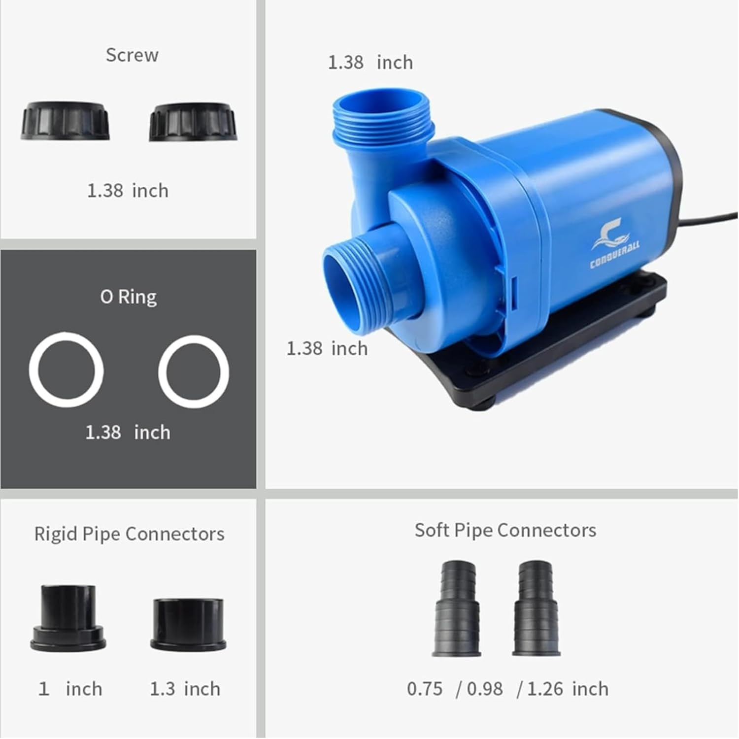 CONUERALL 90W 3690GPH Aquarium Return Pump 24V DC Water Pump Amphibious Design for Park waterfall Fish Tank Fountain Freshwater and Saltwater