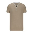 thumbnail image 5 of IYTR Mne's Short Sleeve Shirts Summer Casual Button Round Neck Sports T Shirts Solid Color Comfy Basic Bottom Shirt Blouses Khaki XL, 5 of 5