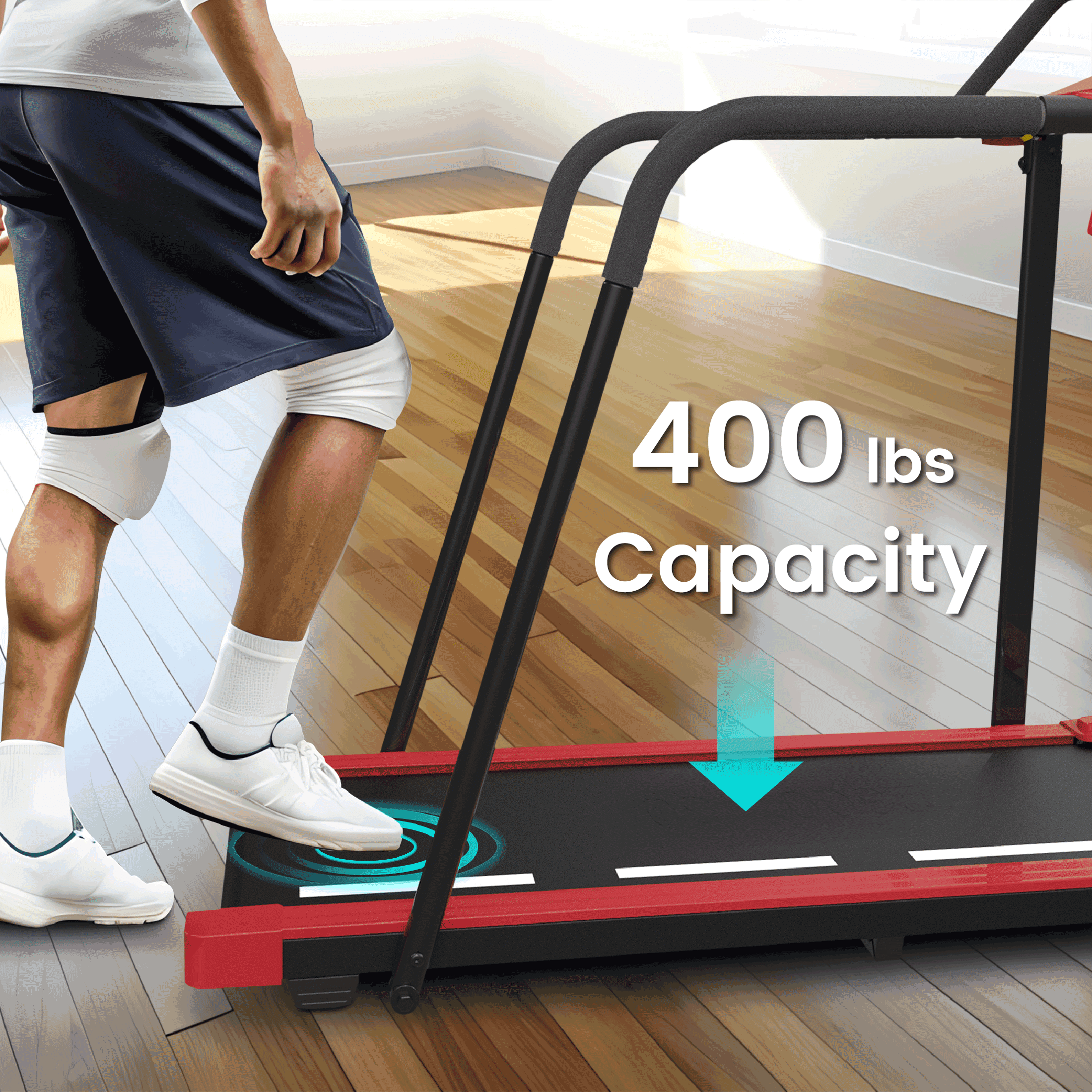 Exerpeutic 400 lb Weight Capacity, Recovery Treadmill, Full Length Safety Rails Walking Pad