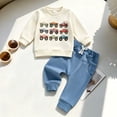 thumbnail image 2 of Ulanda Toddler Baby Boy Outfits Long Sleeve Contrast Color Sweatshirt Solid Pants Autumn Winter Clothes Set (Blue, 18-24 Months), 2 of 5