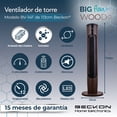 thumbnail image 3 of Ventilador de torre grande acabado tipo madera BIG FLOW con ionizador purificador, control remoto, oscilación, temporizador 113cm de alto BECKON, 3 of 8