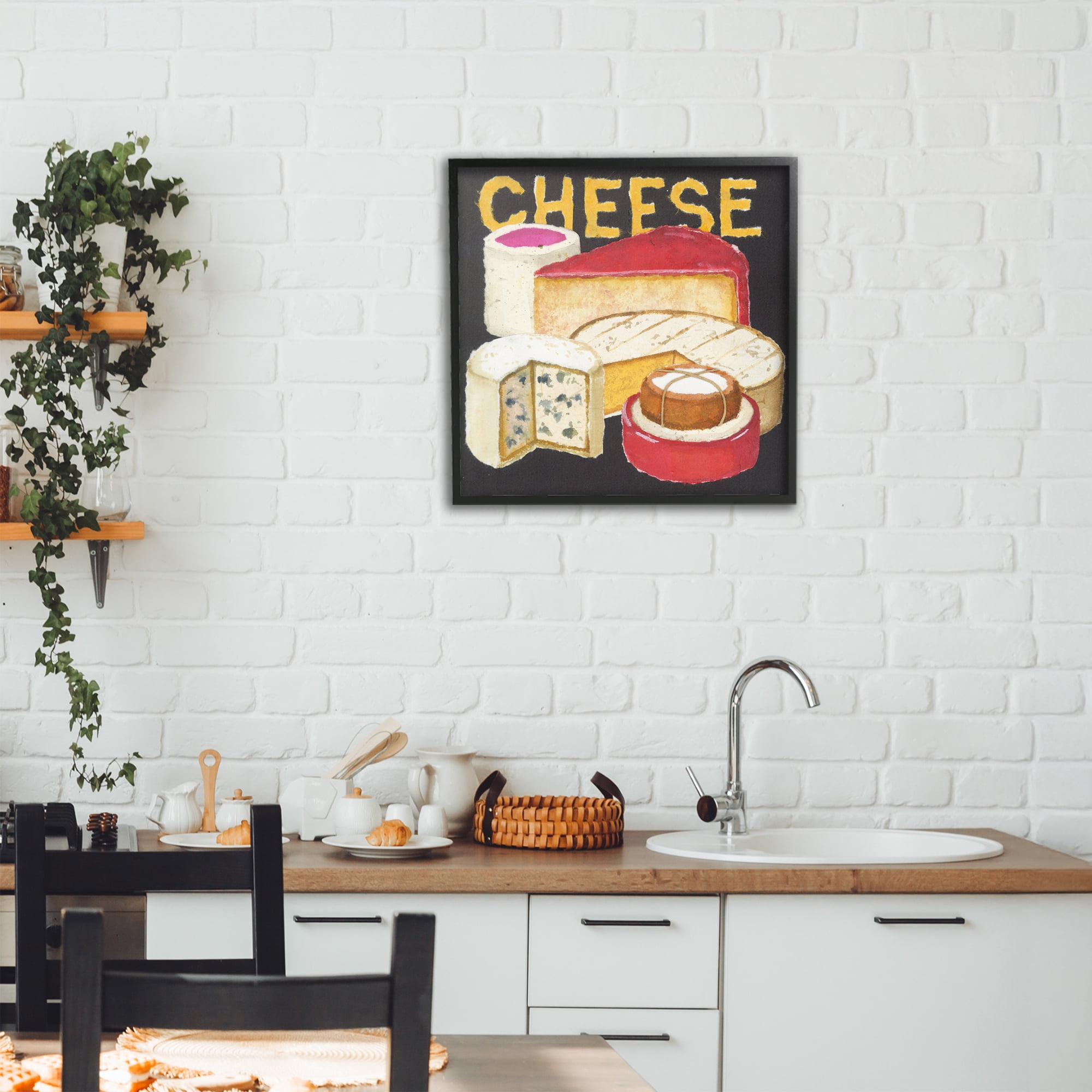 Stupell Industries Assorted Cheese Wheels Black Framed Giclee Art, design by Nancy Overton