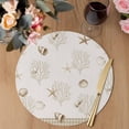 thumbnail image 3 of Coastal Beige Coral Round 13 Inch Placemats Set of 8, Summer Ocean Starfish Conch Nautical HeatResistant Non Slip Place Mats for Dining Table, Wipeable Braided Kitchen Table Mats for Housewarming, 3 of 9