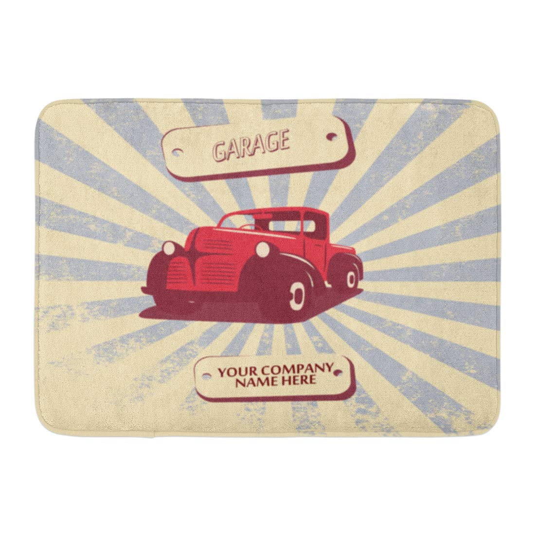 SIDONKU Red 50S Vintage Retro Pickup Truck Car Suitable Designs Colorful Old Doormat Floor Rug