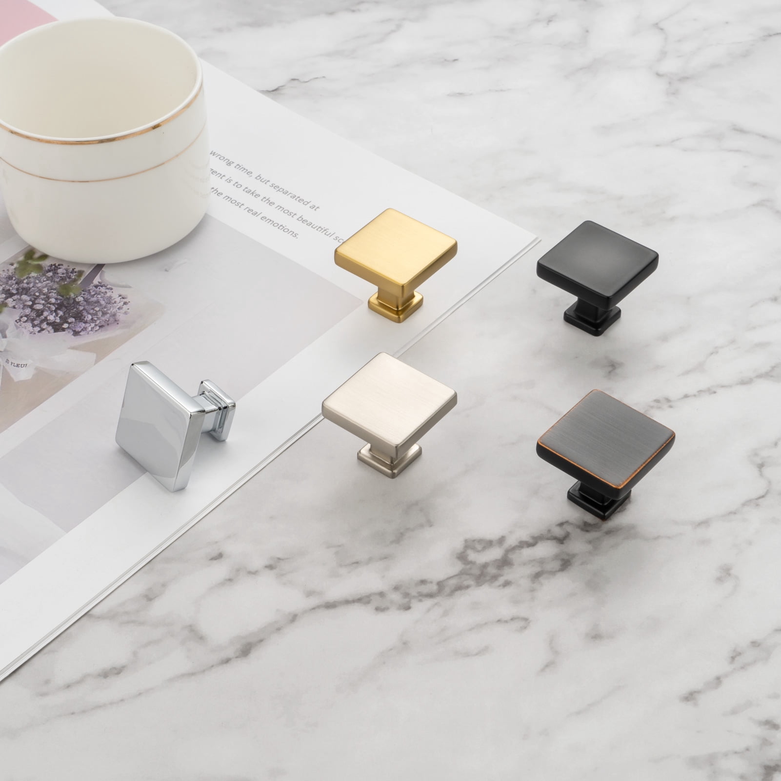KOOFIZO 10 Pack Oil Rubbed Bronze Cabinet Knobs Bronze Drawer Knobs K08 Square Single Hole Cabinet Pulls for Cabinets Drawer Dresser Cupboard Bedroom Closet Bathroom Vanity