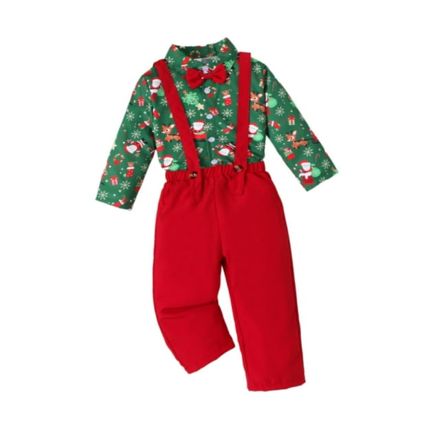 Camisa de disfraz de Navidad perfecl con pajarita Trajes navideños para niños Botón de manga larga S