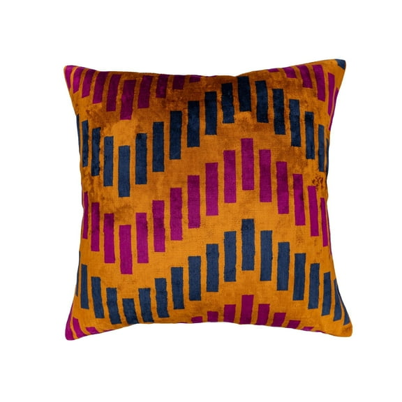 Jackpot Silk Velvet Ikat Pillow, 20" X 20"