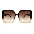 thumbnail image 5 of Womens Oversized Rectangular Designer Fashion Classic Mod Sunglasses Brown Beige - Brown, 5 of 7