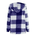 thumbnail image 5 of Women Plaid Sherpa Fleece Jacket Long Hoodie Coat Winter Warm Zip Up Hooded Outerwear Checkered Cardigan with Pockets, 5 of 5