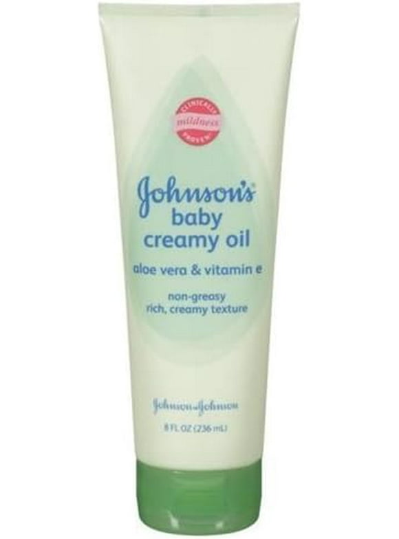Johnson & Johnson Baby Creamy Oil, Aloe Vera & Vitamin E, 8 fl oz