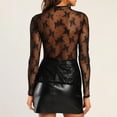 thumbnail image 7 of MEICHEN Women Sexy Lace Mesh Long Sleeve Shirts Slim Cut Crop Tops Going Out Layering Slim Fit Tee Streetwear Clothing, 7 of 7