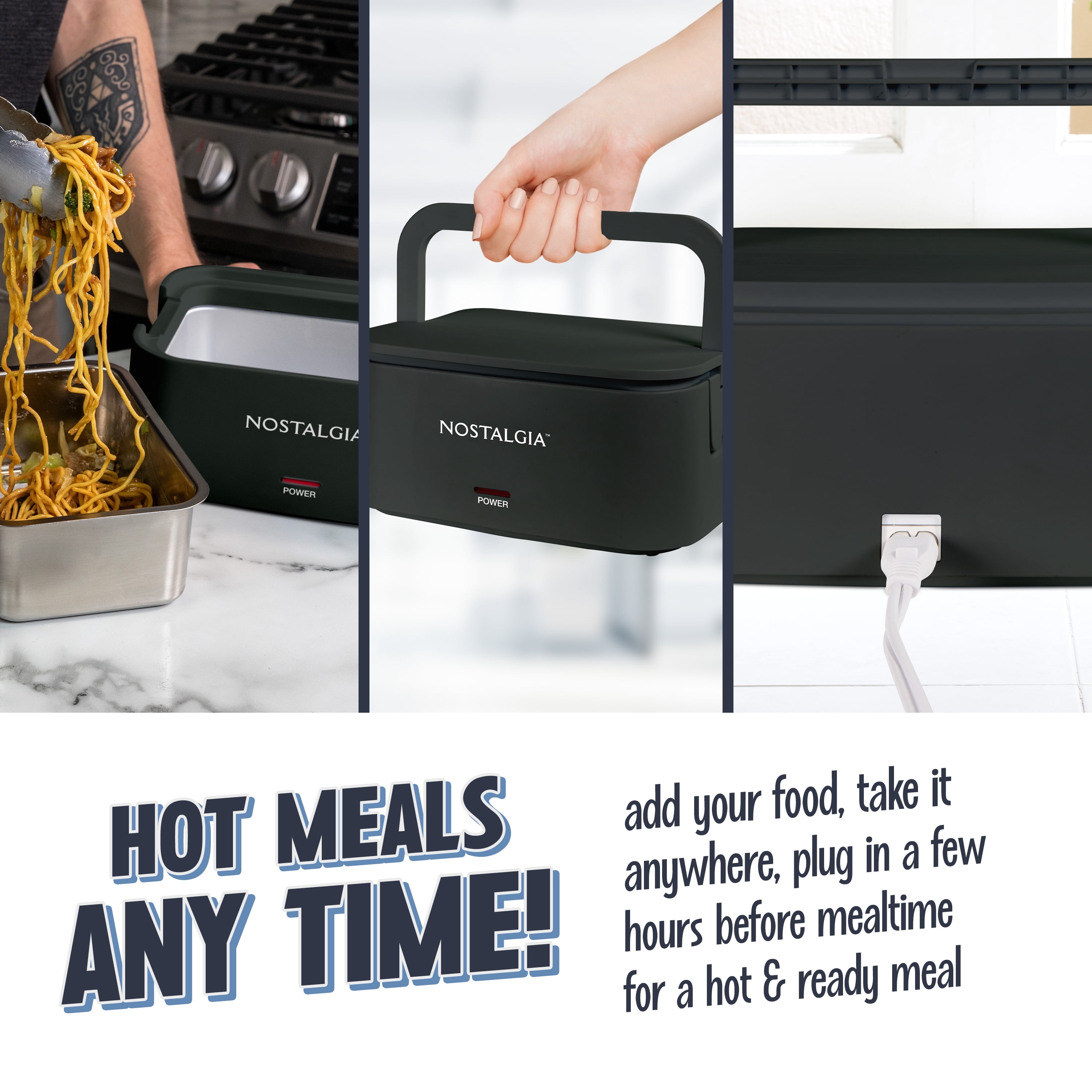 Nostalgia 32 oz. Portable Heated Lunch Box - Black