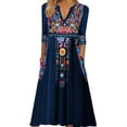 thumbnail image 5 of Taylonsss Women's V-neck Pocket Bohemian Printed 3/4 Sleeve Dress Women, 5 of 5