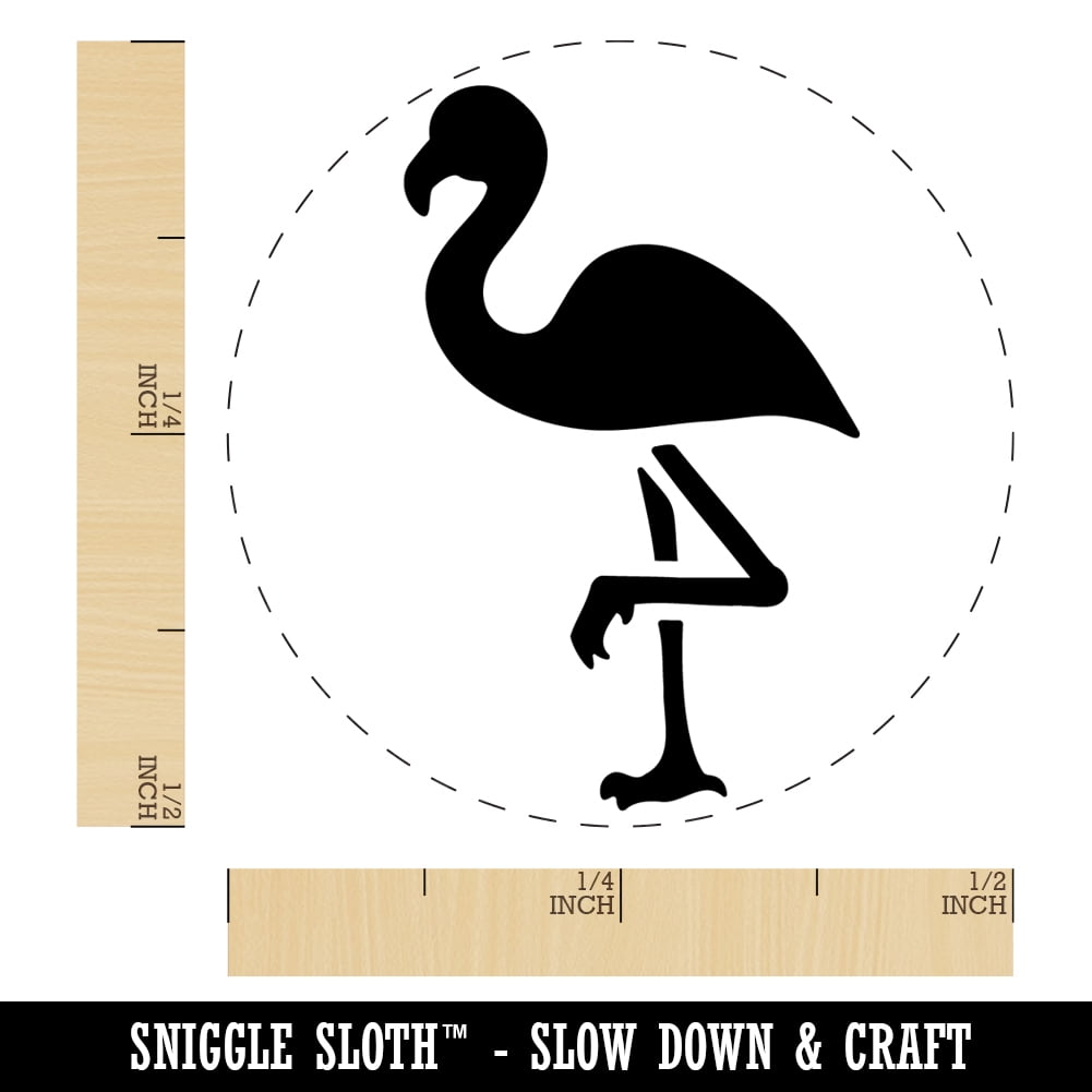Standing Flamingo Self-Inking Rubber Stamp Ink Stamper - Black Ink - Mini 1/2 Inch