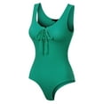 thumbnail image 3 of MixMatchy Women's Sleeveless Lace Up Rib Knit Sexy Leotard Bodysuit, 3 of 3