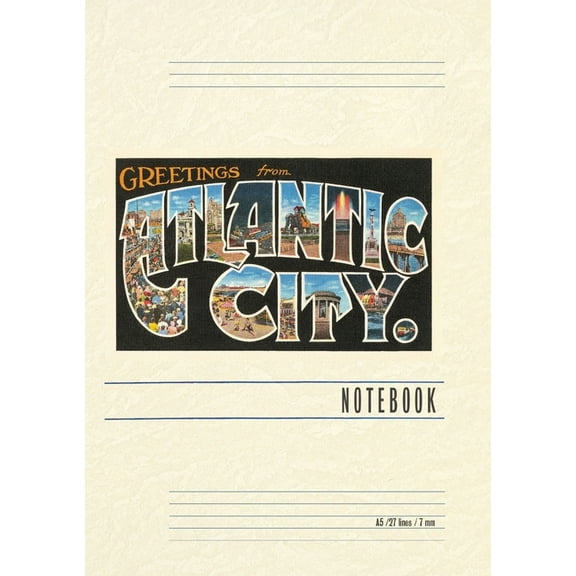 Vintage Lined Notebook Greetings from Atlantic City, New Jersey, (Paperback)