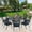 Antique Bronze / Navy Blue, variant on 10-Piece Patio Cast Aluminum Dining Set, 8 Person Outdoor Dining Furniture Set, Includes 8 Cushioned Chairs and 61" Large Round Dining Table with 31" Lazy Susan, Umbrella Hole, Red