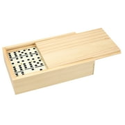 WE Games Double 6 Ivory Colored Dominoes with Black Dots in Natural Wood Case