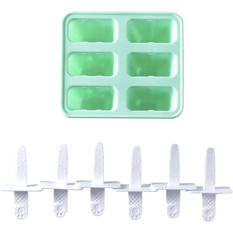 Popsicle Mould，Popsicle Molds 6 Pieces Silicone Ice Pop Molds BPA Free  Popsicle Mold Reusable Easy Release Ice Pop Make (Green)