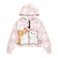 thumbnail image 5 of Xixirimido Cute Dog Cat Paws Bone Pattern Girls' Hoodies Sweatshirts with Pocket Half Zipper Pullover Crop Tops for Teen Girls Long Sleeve Sweater Size 5-6, 5 of 7