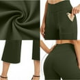 thumbnail image 4 of Yubnlvae High Waist Yoga Leggings with Pockets - Women's Comfy Wide Leg Workout Pants (Stretchy, Gym to Lounge) Green S, 4 of 7