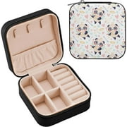 FREEAMG Cute Panda Jewelry Box for Teens Girls Women Birthday Christmas Gift, Portable PU Leather Jewelry Storage Box Mini Travel Jewelry Case for Necklace, Earrings, Rings, Bracelet