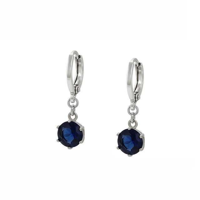 Clasicos Aretes Dama Colgantes Swarovski Zafiro Oro 14K Lam azul Unitalla