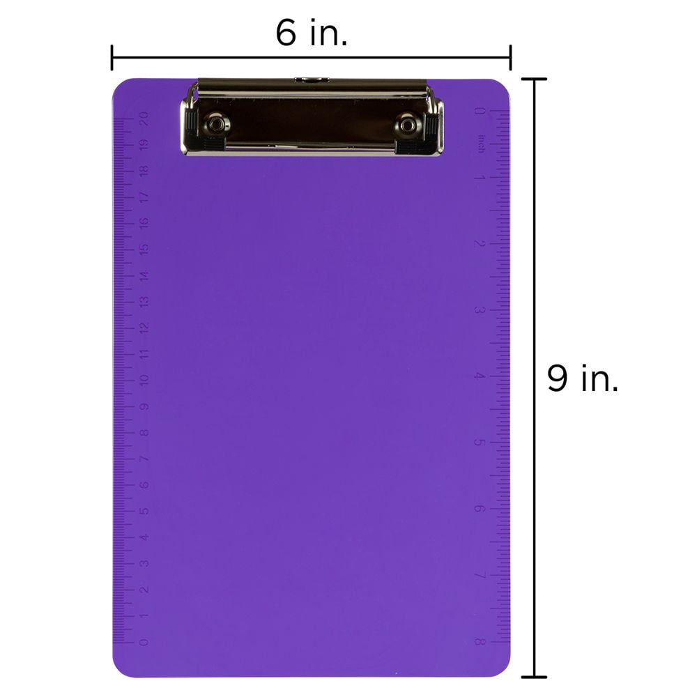 JAM Paper Mini Purple Plastic Clipboards with Metal Clip, 6 x 9, 1/Pack