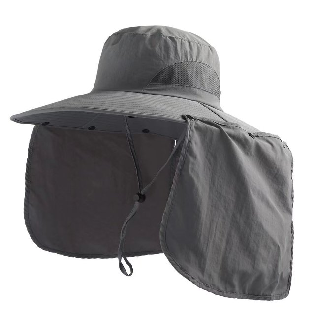 Máscara facial de ala ancha para mujer, sombrero para el sol, cuello desmontable, solapa para la cara, cola de caballo, visera de protección UV, sombrero para jardín, pesca, senderismo