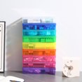 thumbnail image 6 of Novelinks 9 Pack Medium Stackable Plastic Storage Box Containers Clear Hobby Art Craft Organizer Rectangle Box for Pencil Box Lego Crayon Beads Jewelry ,Colorful, 6 of 10