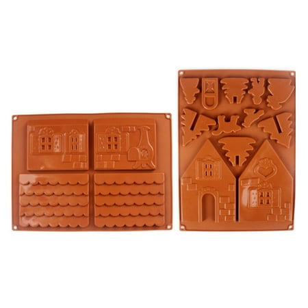 

2 Pcs/Set 3D Christmas Gingerbread House Silicone Mold Chocolate Cake Mould DIY Biscuits Baking Tools