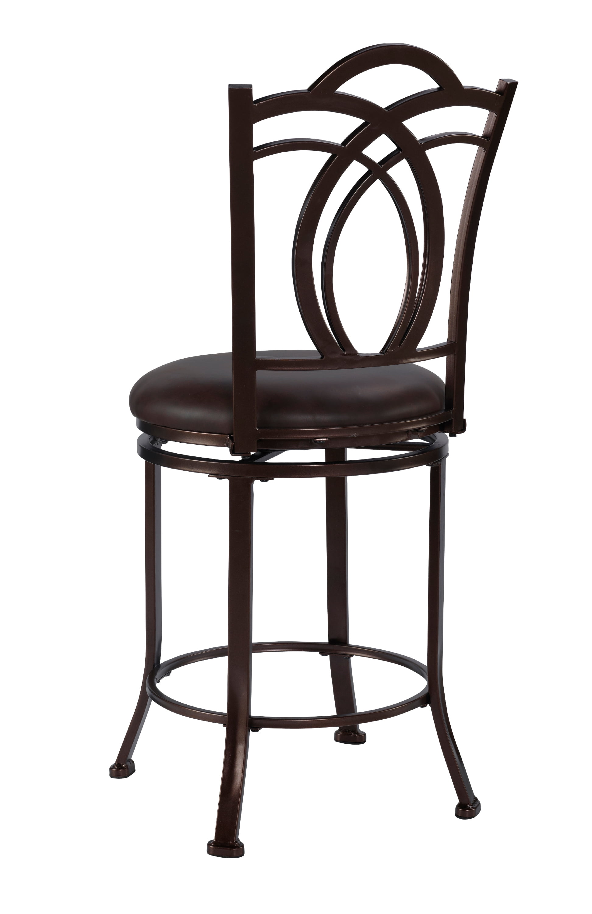 Linon Mokena 24" Round High Back Counter Stool, Coffee Brown/Coffee Faux Leather
