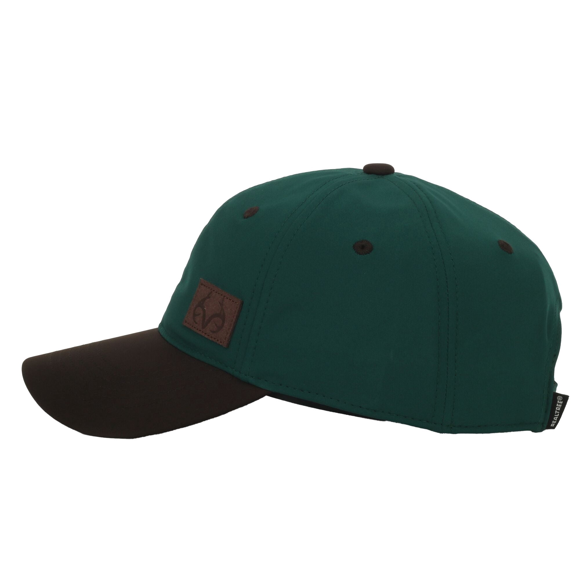 Realtree Unstructured 6-Panel Dad Hat – Debossed Suede Patch Logo Cap, Dark Green, One Size