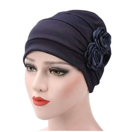 Turban Hat Stylish Flowers Chemo Beanie Turban Headwear Chemo Cap Head Cover Wrap for Women