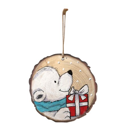 

Mittory Lovely Christmas Round Wooden Hanging Animal Print Pendant
