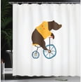 thumbnail image 4 of Ambesonne Cartoon Shower Curtain, Bear Bicycle Circus, 69"Wx75"L, Brown Yellow, 4 of 5