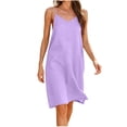 thumbnail image 2 of ClodeEU Women's V Neck Sleeveless Slip Dress, Casual Spaghetti Strap Midi Dress Purple,Women's Plus XXL, 2 of 6