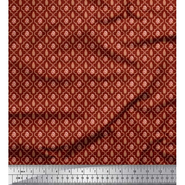 Soimoi Purple polyester Crepe Fabric Circle Art Geometric Printed Fabric 1 Yard 52 Inch Wide