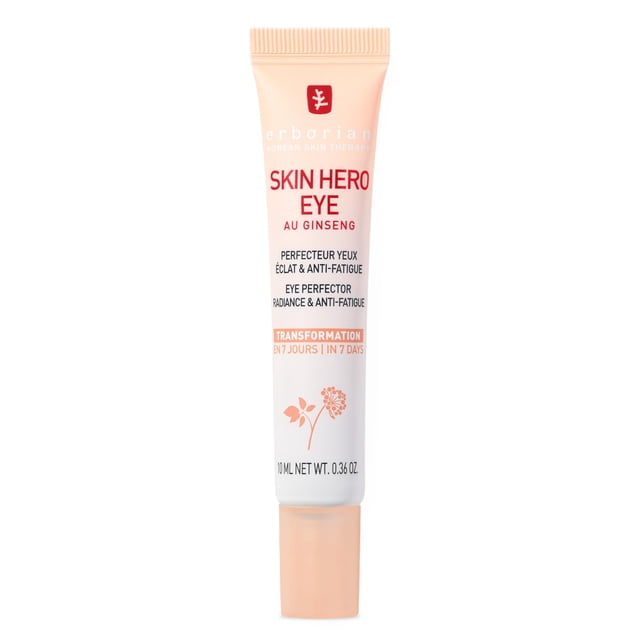 Crema para ojos Erborian Skin Hero con color melocotón, 10 ml, con ginseng blanco