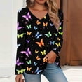 thumbnail image 2 of Womens T Shirts Casual Long Sleeve V Neck Shirts Lightweight Swea Fashion Tunic Tops Shirts Tshirts, 2 of 4