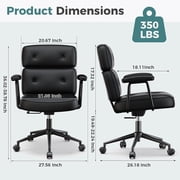 MCQ Ergonomic PU Leather Office Chair for Adults, Adjustable Height, Lumbar Support, 360° Swivel, Black
